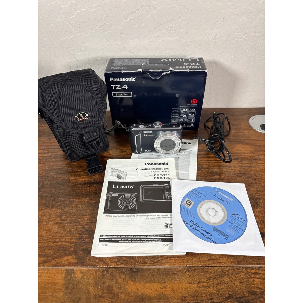 Panasonic Lumix DMC-TZ4 Digital Camera Black 8.1MP 10x Zoom Leica Lens